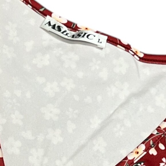 MS BASIC Floral Dress Size Large Cross Over Plunge Bodice Side Pockets A-line - Picture 7 of 11